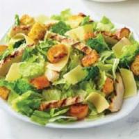 Regular Chicken Caesar Salad · Fresh-cut lettuce blend, cheddar cheese, black olives, red onions, green peppers, sliced tom...