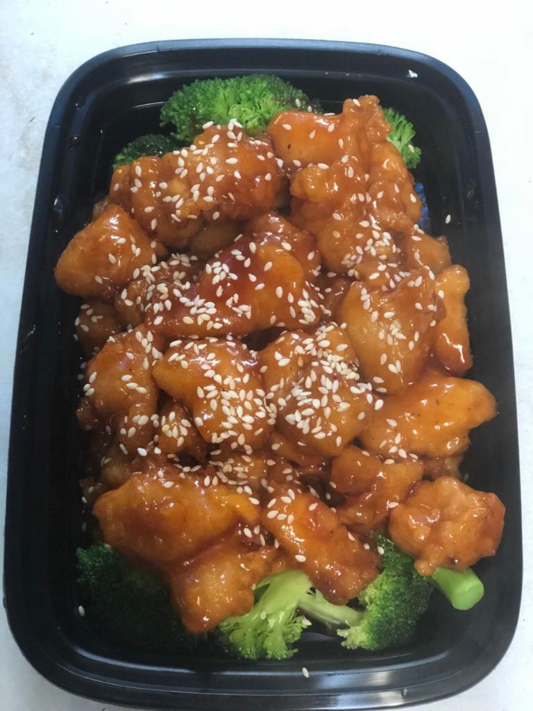 S10. Sesame Chicken  · Served in a sweet sauce served with sesame seeds.