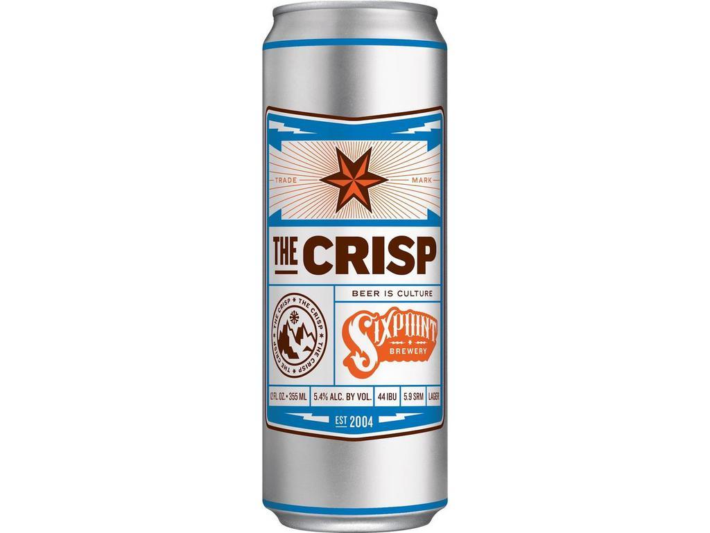 The Crisp Pilsner Can · Sixpoint brewery crisp pilsner can 12 oz. can (5.4%abv). Must be 21 to purchase.