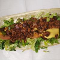 Beyond chopped cheese  · Beyond burger meat ,peppers ,onions ,lettuce tomato ,cheese perfectly seasoned on a hero .pl...