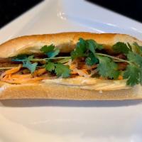 3. Vietnamese Sandwich · filled with homemade mayo, meat, pickled carrots, cucumbers, homemade sauce, jalapeños, and ...