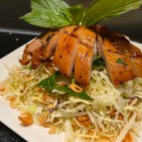 12. Cabbage Chicken Salad · Chopped red and green cabbage with sauteed chicken, tossed in tangy lime vinaigrette topped ...