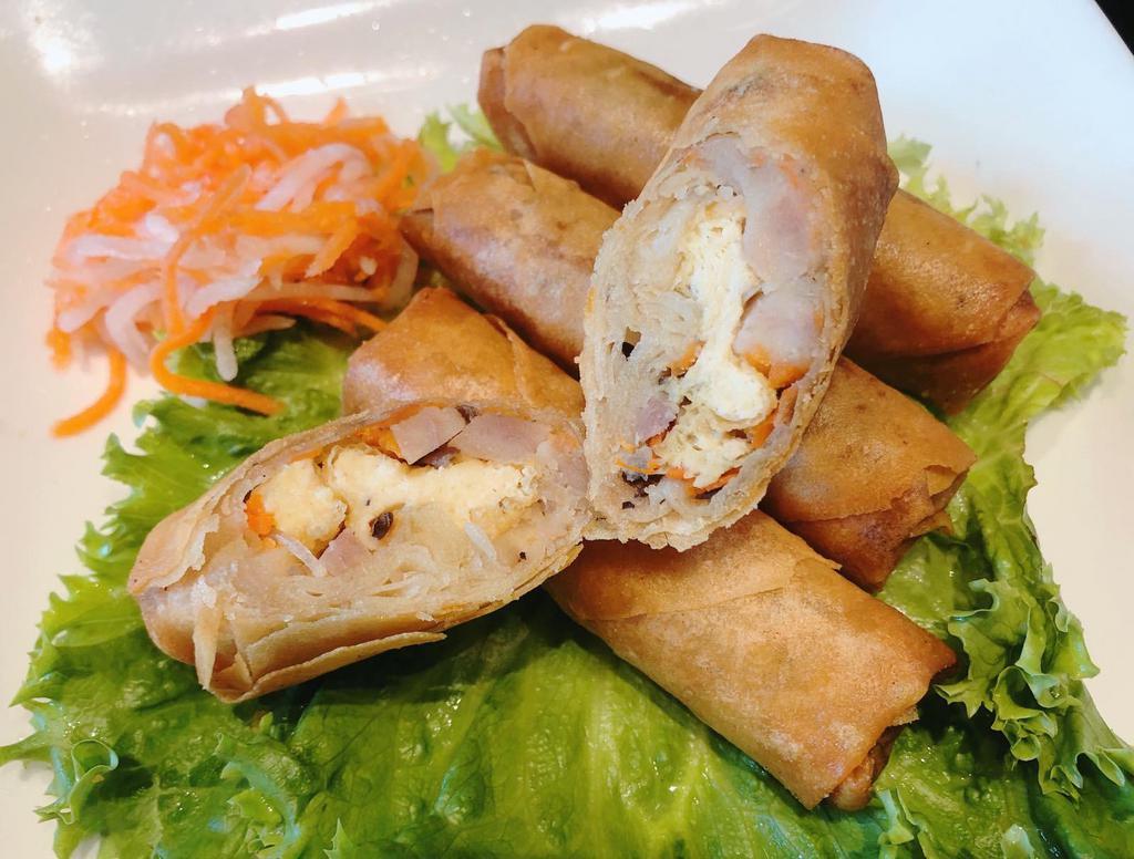 10. Vegetarian Crispy Rolls · Crispy rolls stuffed with soft tofu, cabbage, glass noodles, served with homemade vegetarian sauce.