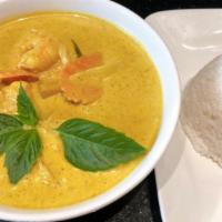 21. Thai Yellow Curry · Eggplants, Carrots, White onions, Sweet potatoes, mildly spicy, served with rice. ***Gluten-...