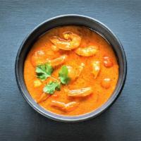 Aahaar Coconut Prawns Curry · Shrimps cooked in a mildly spiced onion and coconut gravy. Gluten free. Nut free.