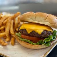 Market Burger · 8oz of our custom beef blend, includes lettuce & tomato, french fries