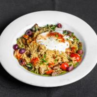 Wild Mushrooms Truffle Orzotto · Sauteed wild mushrooms, confit cherry tomatoes, feta mousse and basil infused extra virgin o...