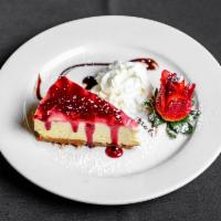 Strawberry Cheesecake · Strawberry sauce and fresh cream. 