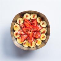 Vitality Bowl® · Organic Acai, VB Blend, Bananas, Strawberries, and Flax Seed. Topped with Organic Granola, B...