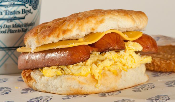 Link Sausage, Egg and Cheese · Finely chopped or ground meat, often mixed with seasoning.