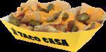Nachos · Crisp deep-fried corn tortilla chips with cheddar cheese sauce and jalapeño peppers on the s...