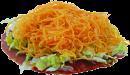 Tostada · A flat, crisp, deep-fried corn tortilla covered with refried beans, mild red sauce, and topp...