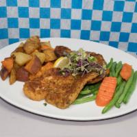 Lemon-Herb Filet of Sole · Broiled; Served with Roasted Potatoes & Sautéed Vegetables.