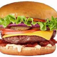 Bacon Burger · Fresh 1/3 lb. beef patty with homemade bun charbroiled.