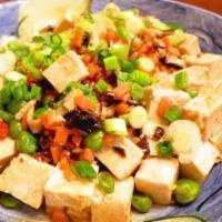 Quart of Mapo Tofu (Bean Curd) 麻婆豆腐 · Ma-Po Tofu is a fiery Sichuan classic. It is named for the pockmarked (po) wife (ma) who sup...