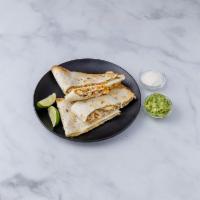 Grilled Chicken Quesadilla · Grilled chicken, cheese, onions and peppers. Flour tortilla served with a side of sour cream...