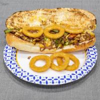 Chicken Philly Steak Sandwich  · With onions, and peppers. 
