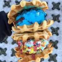 Waffle Ice Cream Sandwich   · Waffles + choose 1 ice cream flavor and toppings are extra. Wednesdays, saturdays and sunday...