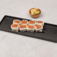 Spicy Salmon Roll · Pre mixed tuna with masago and spicy mayo,  wrapped in crunch (8pcs)