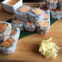 Spicy Maki Combo · Spicy crab, spicy tuna, spicy salmon roll with a side of spicy mayo.