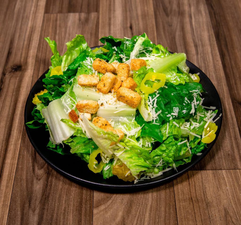 Caesar Salad for 12 Servings · Romaine lettuce, cucumbers and Parmesan cheese. Served with croutons and choice of dressing on the side.