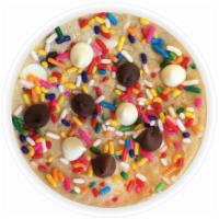 Cake Batter Cookie Dough · Cake batter, white chocolate and milk chocolate chips with sprinkles. 8 oz. container.