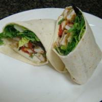 Chicken Cutlet Wrap · Fresh mozzarella, lettuce, tomato, and roasted peppers.