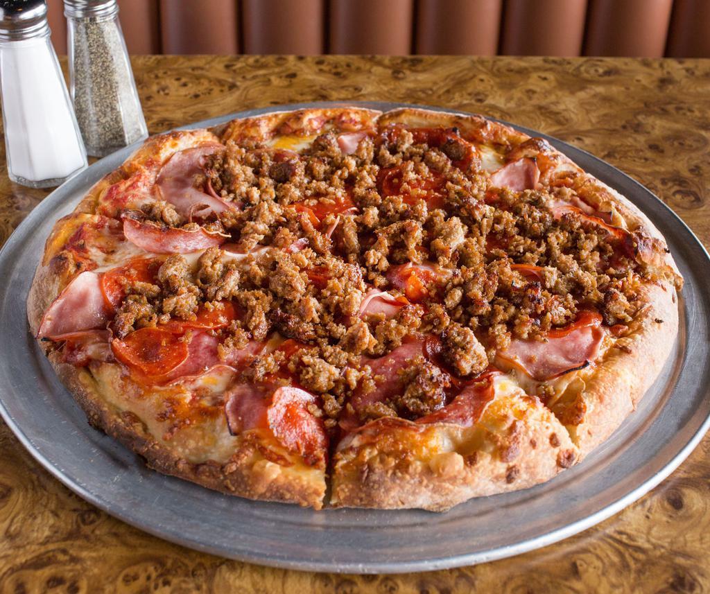 Meat Packing Pizza · A combination of pepperoni, Canadian bacon, Genoa salami and spicy Italian sausage.