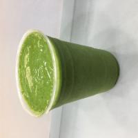 Lean Green Smoothie · Spinach, kale, pineapples, mango, banana and almond milk.