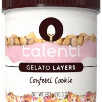 Talenti Layers Confetti Cookie (1 Pint) · Vanilla gelato​, a layer of vanilla cookie pieces, followed by​ pink frosting​, another laye...