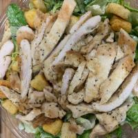 Chicken Caesar Salad · Grilled chicken, romaine lettuce, croutons, tossed In Caesar dressing.