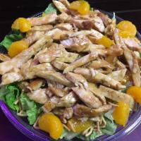 Asia Salad · Asian chicken salad. Grilled chicken, romaine lettuce, mandarin oranges, crispy Asian noodle...