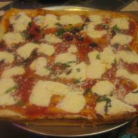 Grandma Margherita Pizza · Fresh mozzarella, tomato sauce, and basil.