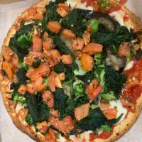 Cauliflower Veggie Lover Pizza · Broccoli, spinach, eggplant, and tomato.