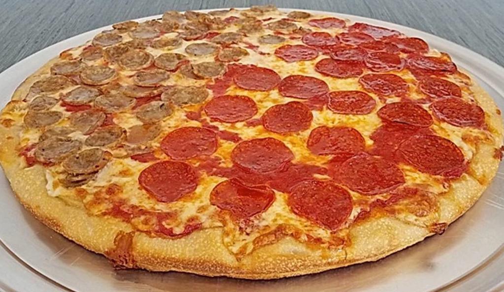  Explorer Famous Pizza · 1 large 3 toppings pizza with garlic knots and a liter of soda on the side.
