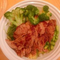 beef teriyaki bowl · beef teriyaki over rice with teriyaki sauce,come with seaweed salad,edamame,cucumber,avocado...