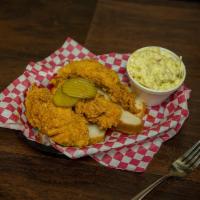 Chicken Tenders Combo 2 · 3 large pieces of tenders served with 2 pieces of bread, 1 cup of ranch and your choice 2 si...