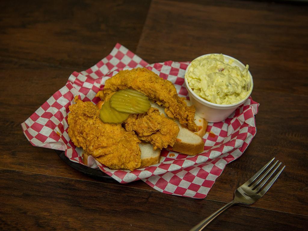 Chicken Tenders Combo 2 · 3 large pieces of tenders served with 2 pieces of bread, 1 cup of ranch and your choice 2 sides.