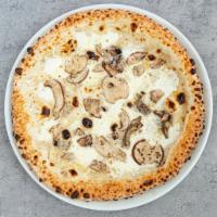 Tartufata Pizza · WITH TRUFFLE CREAM, MUSHROOMS, SHAVED PARMESAN, MOZZARELLA