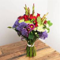 Burgundy, Violet, Jade Wrapped Bouquet · Seasonal options may vary throughout the year and depending on location. Our florist will pr...