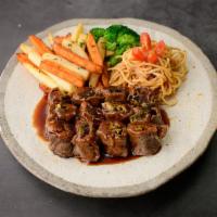 Grilled Beef Negimaki  · Thinly Sliced beef rolled with scallion marinated in Teriyaki sauce