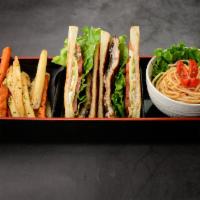 Unagi Sandwich  · BBQ Eel, Lettuce, Tomatoes, Avocado served with French Fries and Mentaiko spaghetti