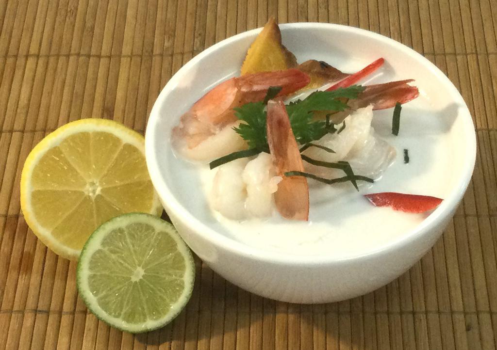 S2. Tom Ka Soup · Coconut broth/ lemongrass / kaffir lime leaves / galangal / mushroom / lime juice Choice of : tofu, veg, chicken or shrimp (only shrimp add $1)