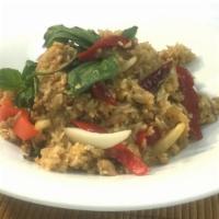 N4. Basil Fried Rice · Spicy fried rice / basil sauce / basil leaves / onion / egg / fresh bell pepper 
Choice of; ...