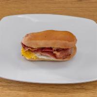 Sausage-cheese Kolache sandwich  · Kolache added egg & bacon