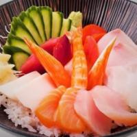 Chirashi · Variety of raw fish over rice.