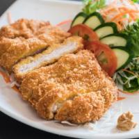 Chicken Katsu · Served with miso soup or garden salad and rice.