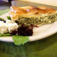 Spanakopita · Spinach pie. Served with choice of side.