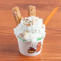 Churro Sundae · Churros + Choose 1 ice cream flavor + Choose 2 toppings.
