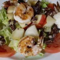 Apple Pear Salad · Diced apples and pears, mixed greens, tomatoes and candied nuts. [pictured Apple Pear Salad ...